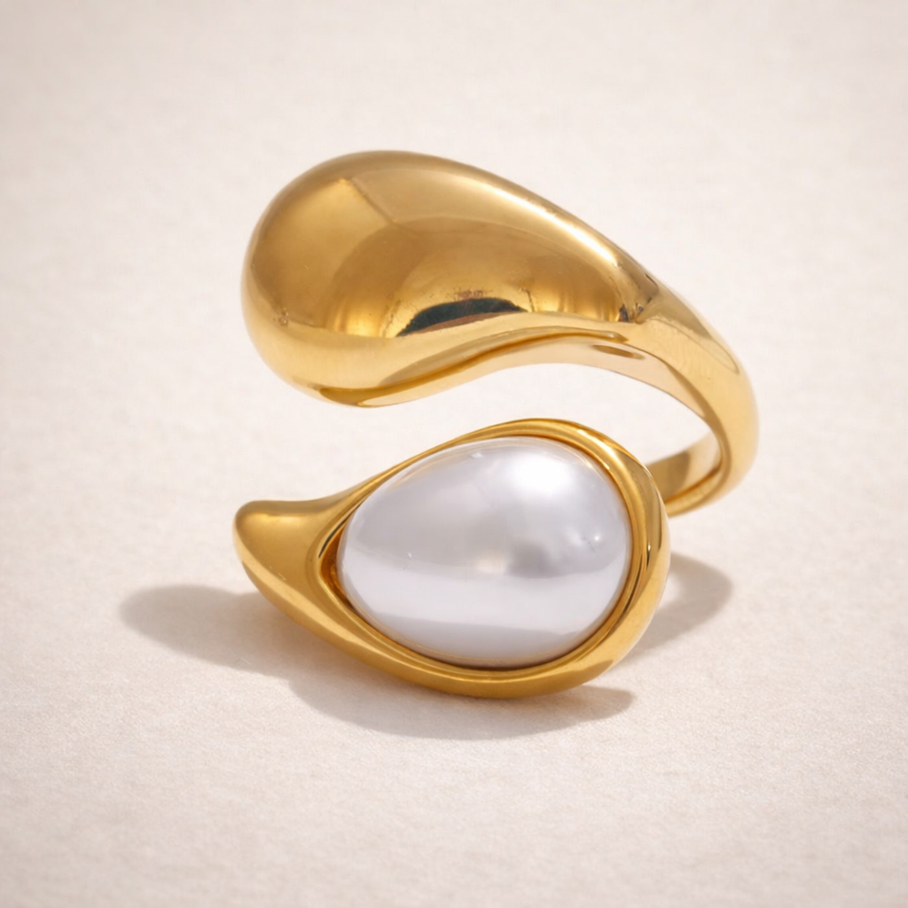 Pearl Drop Open Ring - 316L Stainless Steel - Stainless Steel 316L